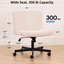 Criss Cross Wide Leg Office Chair with Casters, Comfortable Fabric Dressing Table Chair for Home Office, Armless Swivel Work Chair with 90 Tilt Image 2