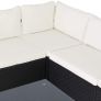 _Poly Rattan XL Lounge Set with Thick Cushions and Pillows Garden Lounge Garden Furniture Set, Black & Cream Image 2