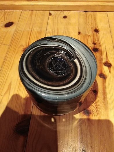 Unusual black / grey vase - stamped V W