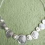 Vintage Handmade Abstract Silver Plated Necklace, Modernist Jewelry Image 7