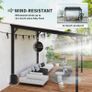 3 x 4.3m Metal Pergola with UPF 50+ and Waterproof Polycarbonate Roof, Wall-Mounted or Free Standing Garden Gazebo, Wind-resistant Outdoor Sun Shade, Dark Grey Image 2