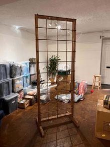 Freestanding Industrial Metal Grid Display Unit