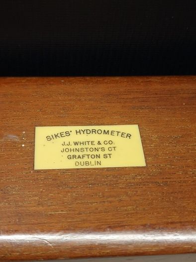 Antique Boxed Sikes Hydrometer  Dublin Scientific Instrument / Whiskey & Distilling Collectible