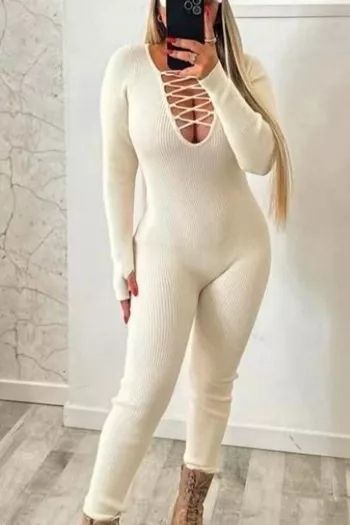 Beige shaping jumpsuit, striped