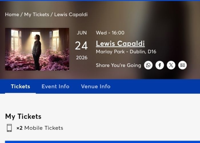 Lewis Capaldi Tickets x2