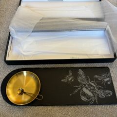 The Just Slate Company Bee Slate Server with Gold Dish in Presentation Box