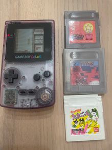 Perfect Xmas Gift Nintendo Gameboy Color Purple Clear CGB-001 + Tetris + Kirby's Star Stacker + Tamagotchi