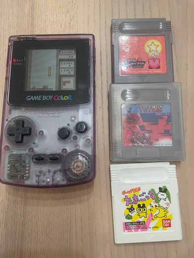 Perfect Xmas Gift Nintendo Gameboy Color Purple Clear CGB-001 + Tetris + Kirby's Star Stacker + Tamagotchi