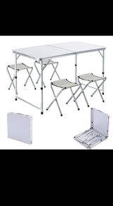 Foldable table with stools/ Folding Table Set with 4 Foldable Stools/ Foldable table/ Table set, Portable Camping, Picnic, Party, BBQ, Indoor/Outdoor