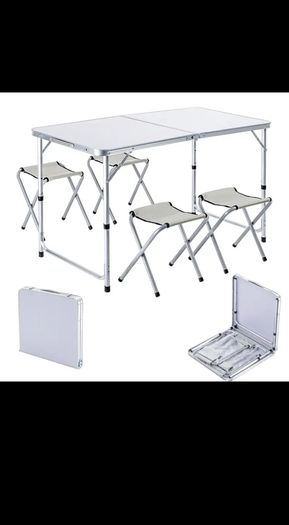 Foldable table with stools/ Folding Table Set with 4 Foldable Stools/ Foldable table/ Table set, Portable Camping, Picnic, Party, BBQ, Indoor/Outdoor