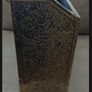 Vintage: Hammered Brass Wood Divided Magazine Rack With Mother & Children Kitchen Scene Image 5