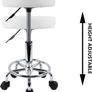 PU Leather Round Rolling Stool with Foot Rest Swivel Height Adjustment Medical Spa Drafting Salon Tattoo Work Office Massage Stools Task Chair Small (FREE POSTAGE) Image 5