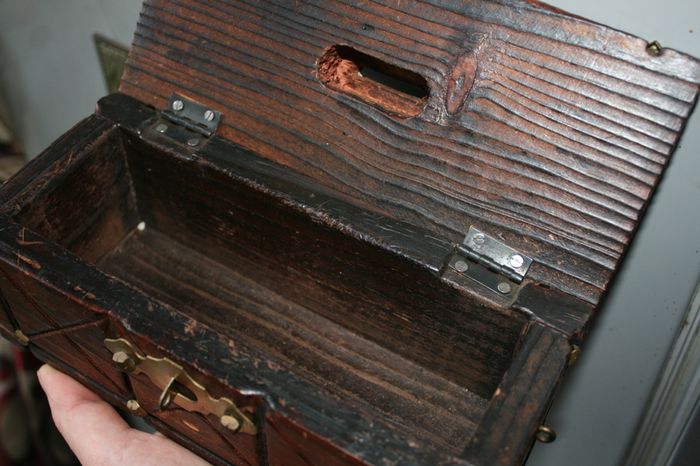 Antique Unusual Small Size Trunk -moneybox 8,2" x 3,4" H-4"