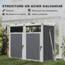 Shelter for 2 x 240 L Bins Outdoor Bin Cover 180 Lift-Up Lid Galvanized Steel 146x81x122cm Dark Gray Image 6