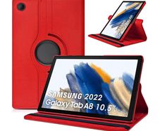 For Samsung Galaxy Tab A8 10.5 2021 Tablet Case 360 Rotating PU Leather Cover - Red