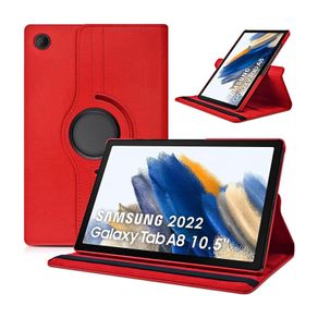 For Samsung Galaxy Tab A8 10.5 2021 Tablet Case 360 Rotating PU Leather Cover - Red