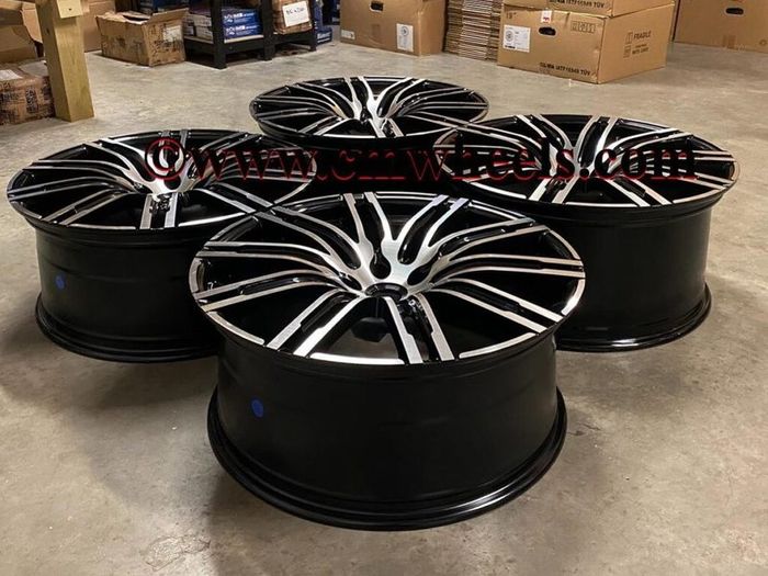 21" Inch Porsche Macan Turbo Style Alloy Wheels Gloss black polished 5x112 66.6