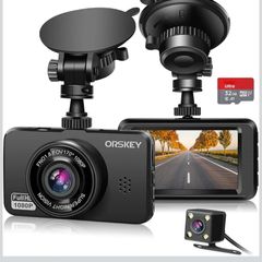 Brand New ORSKEY S900 Front and Rear Dash Cam, 1080P Full HD (SD Card Included)