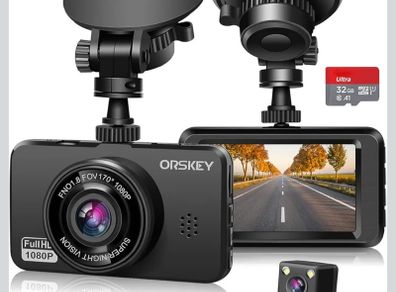 Brand New ORSKEY S900 Front and Rear Dash Cam, 1080P Full HD (SD Card Included)