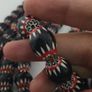Antique Venetian Style Big Black Chevron Glass Beads Necklace Strand Image 8