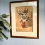 Original Vintage Watercolour Painting Still Life Daisies in Terracotta Vase Signed Image 3