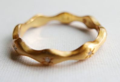 Vintage Sterling Silver 925 - 18KT Gold Plated Laura CZ Ring 2,67g size S