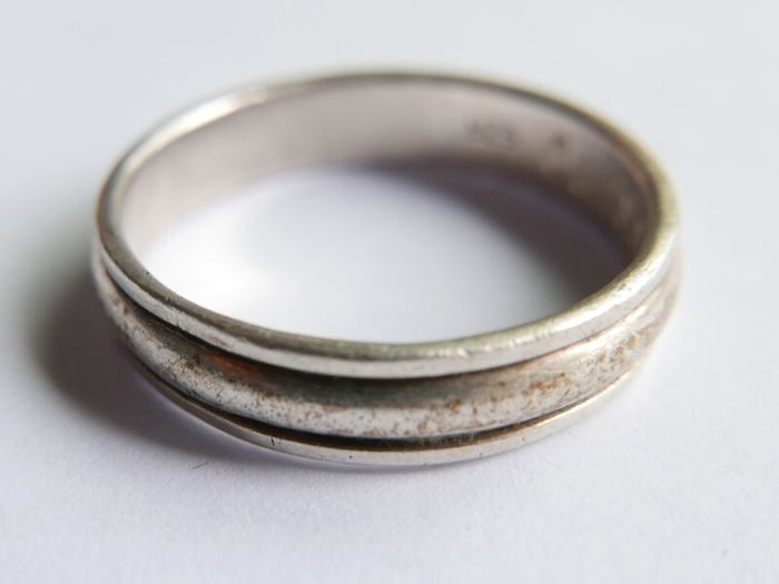 Vintage 925 Sterling Silver Band Men's Ring with Engraving size W - 4,6g