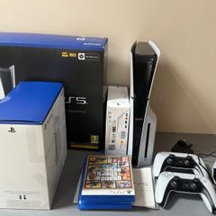 PS5 Digital Edition Bundle Disc Drive, 2 Controllers, Charging Dock and 3 Games  Excellent Condition