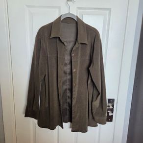 Khaki velvet women overshirt, size 10