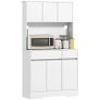 Modern Kitchen Sideboard with 4 Cabinets, 2 Drawers and Adjustable Shelves, 100x38x180 cm, White Image 4