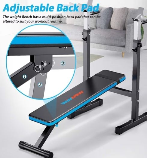 Adjustable Weight Bench with Dip Station Folding Heavy Duty Weight Lifting Bench Home Training Gym Multiuse Workout Bench