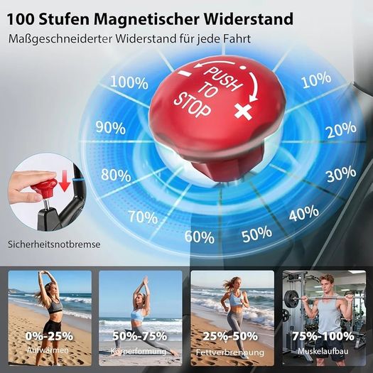 Exercise Bike with Adjustable Resistance, Quiet Home Trainer Bicycle with App, Ergometer Indoor Spinning Bike for Cardio Training at Home, Fitness Bike up to 160 kg