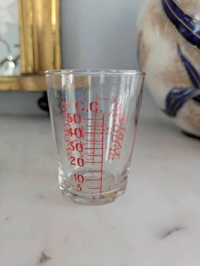antique medicine glass and box