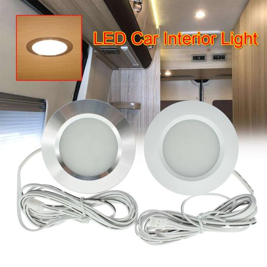 3W LED Dome light Car Interior Reading Lamp Alloy 12LED Ceiling Lamp For Caravan Camper Bus Boat with 2 meters Wire