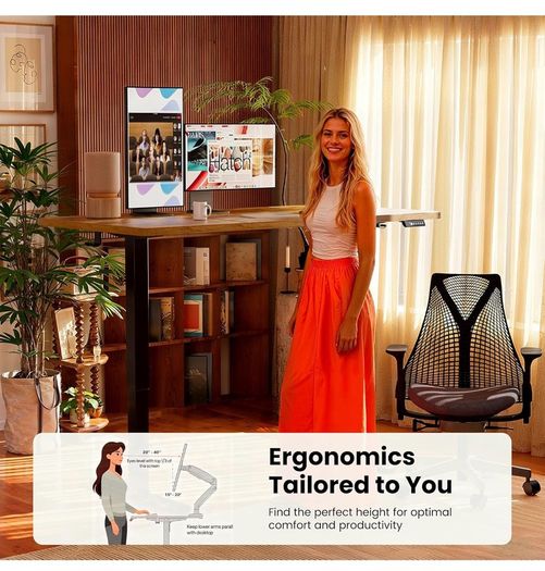 Electric Standing Desk Height Adjustable 120 x 60cm, Sit Stand Desk with 4 Memory Smart Pannel for Home Office with Splice Board
