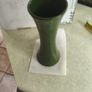 Vintage Green Glazed Heavy Stoneware Art Pottery Vase With Slight Rib 8 Inches Image 3