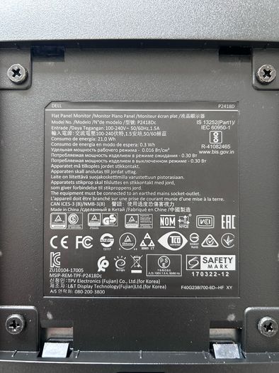 Dell Monitor 24" P2418Dc 2560x1440 LED