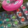 Pink Inflatable Ring with Handles & pool lounger + Pillow Image 3