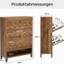 Vintage Brown Shoe Cabinet with 2 Folding Drawers, Freestanding Shoe Storage Organiser for Hallway, Entryway & Home Image 2