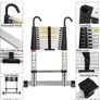 Telescopic Ladder 4.1M 13.5FT Aluminium Extension Loft Ladder with Stabilizer Bar and Detachable Hooks, Multi Purpose Extendable Portable Folding Ladders, EN131 (4.1M/13.5FT) Image 2