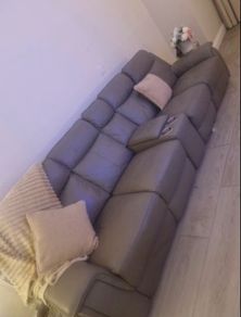 4 seater sofa grey Italian leater