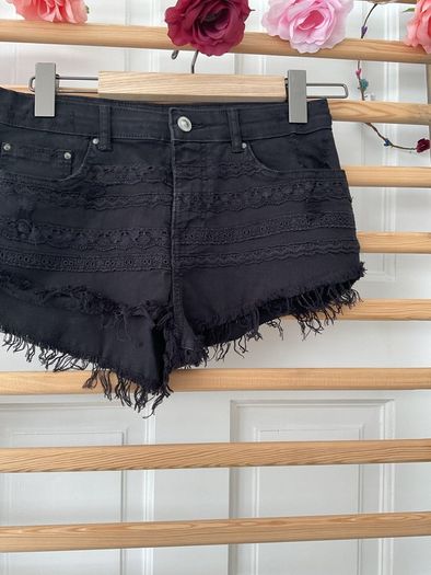 shorts  Bershka size 10 black frayed end style