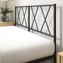 Modern Double Metal Bed Frame with Headboard (135 x 190 cm) Steel Slat Support, Easy Assembly Black Image 7