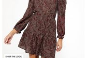 AX Paris Red Animal Print Puff Sleeve Skater Dress BNWT