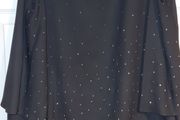PLUS SIZE (20) Evans Black Diamante Stud Chiffon Top. New