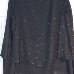 PLUS SIZE (20) Evans Black Diamante Stud Chiffon Top. New