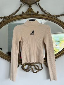 Kangol x H&M Cream Ribbed Knit Turtle Neck Sweater XS