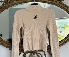 Kangol x H&M Cream Ribbed Knit Turtle Neck Sweater XS