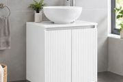 Wall-Mounted White Bathroom Vanity Unit Engineered wood