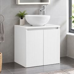 Wall-Mounted White Bathroom Vanity Unit Engineered wood